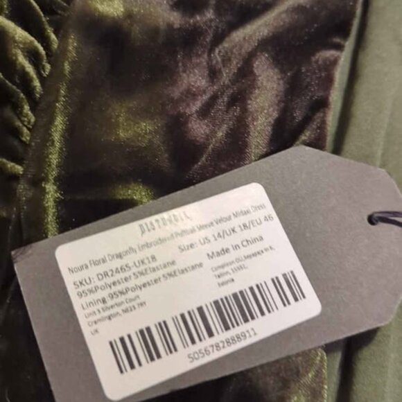 Disturbia noura floral dragonfly embroidered puffball sleeve velour midaxi dress - Picture 5 of 6